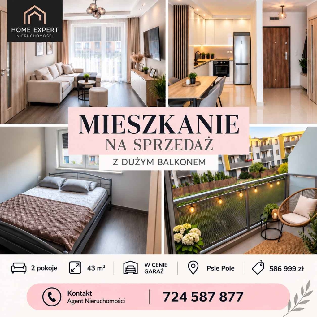2pok, 43met, okolice Sobieskiego BALKON/KOMÓRKA/GARAŻ (Wrocław) Psie Pole - zdjęcie 1