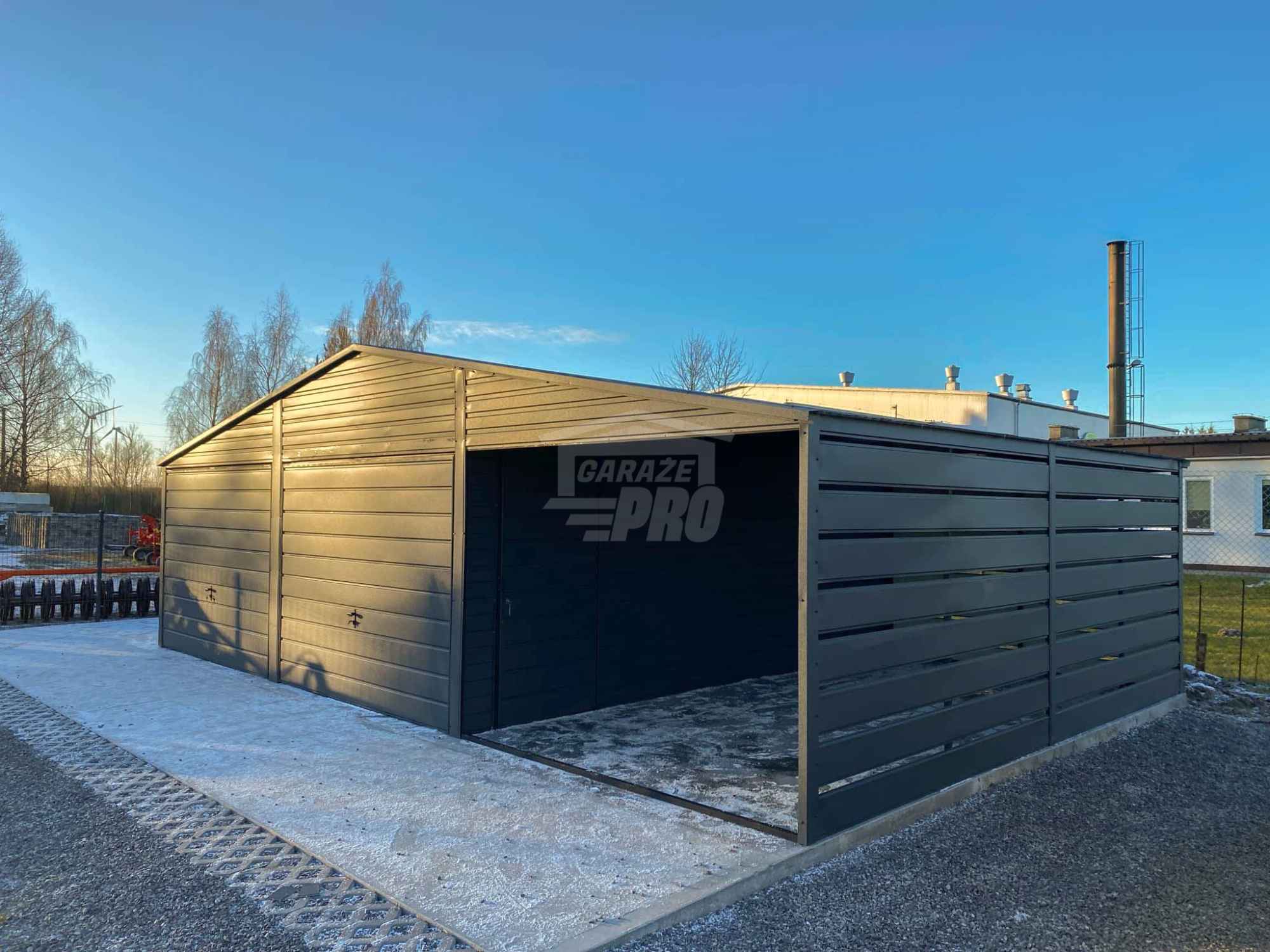 Garaż blaszany 6x6m - wiata 3m 2x Brama drzwi Dach dwuspadowy GP597 Nowy Dwór Mazowiecki - zdjęcie 3