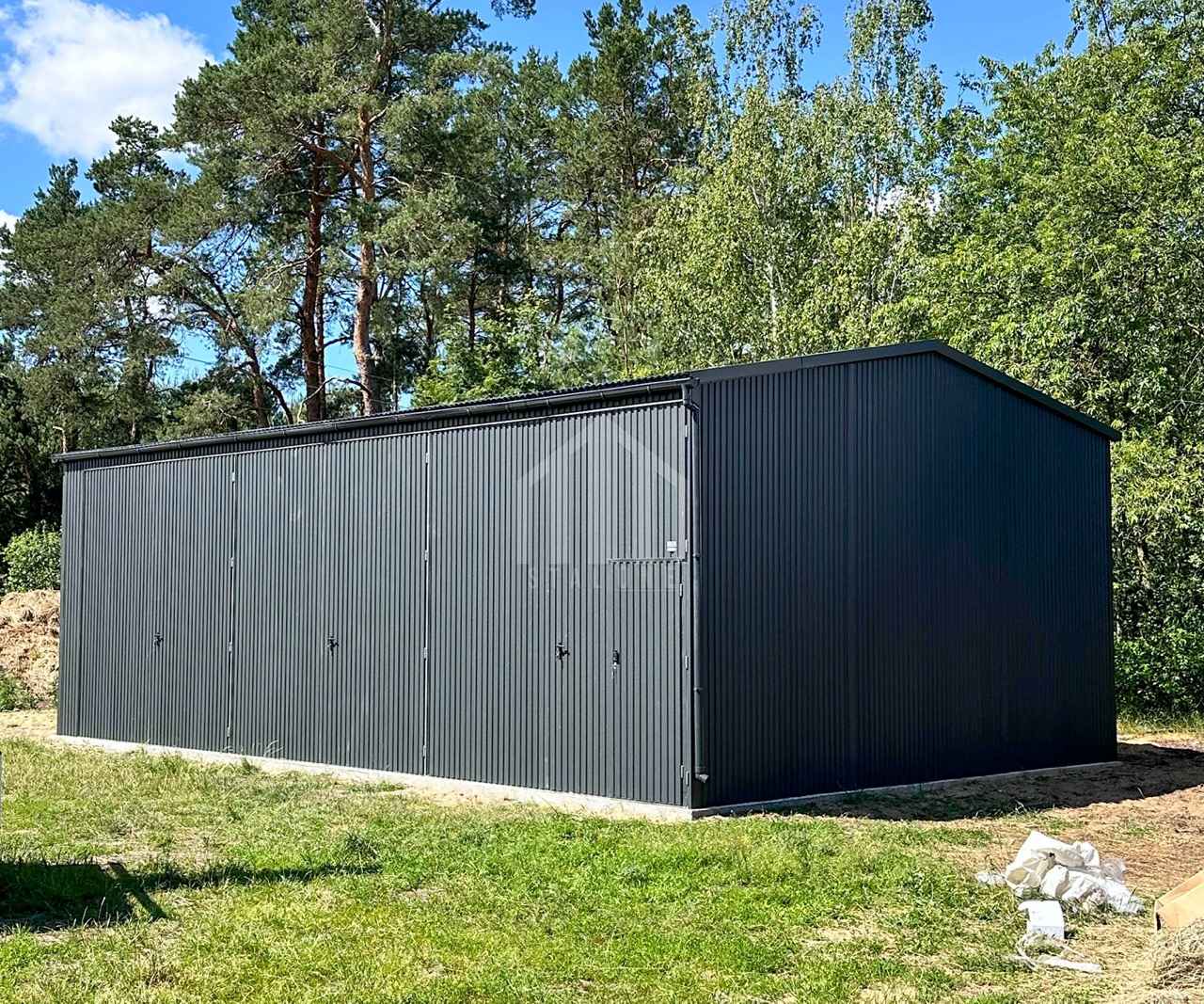 Hala Garaż blaszany hala - 9x6 - 3x brama dwuskrzydłowa - rynna SO147 Bałuty - zdjęcie 3