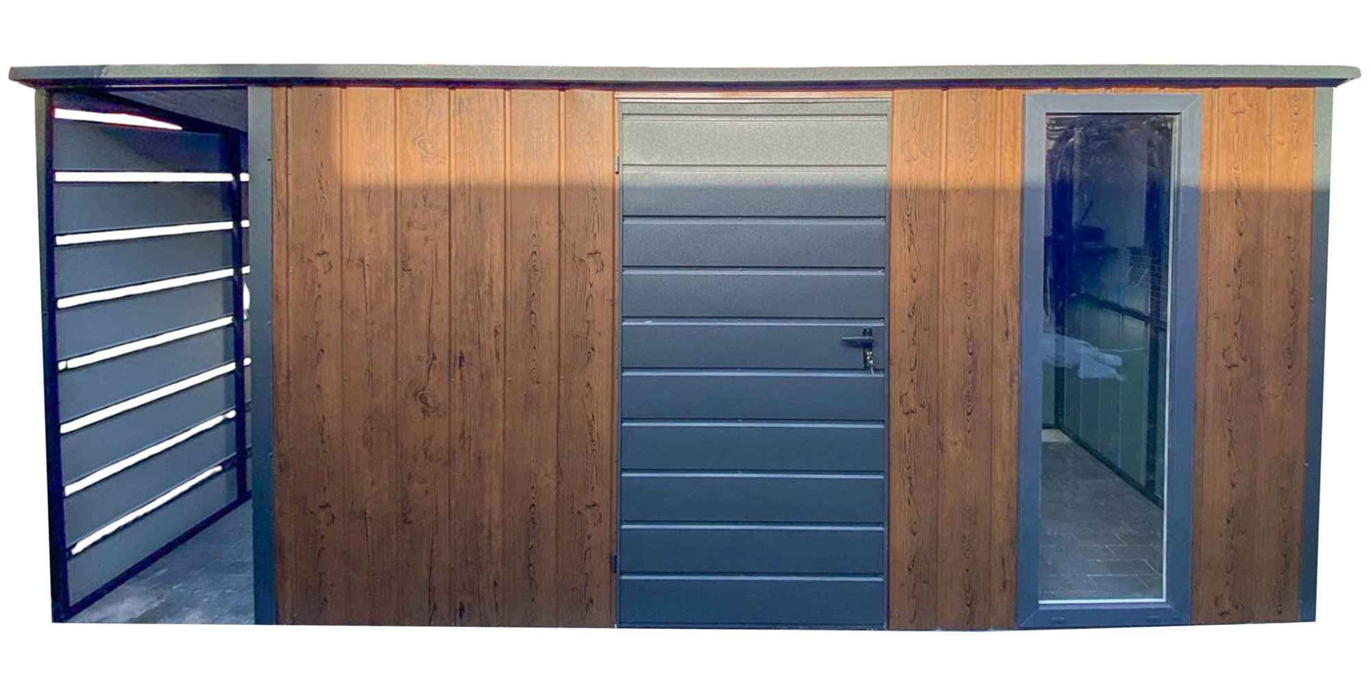 Schowek - Domek Ogrodowy 3,5x2m + wiata 0,7m  okna spad w tył GP553 Bałuty - zdjęcie 1