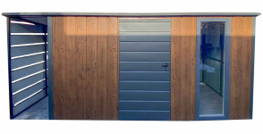 Schowek - Domek Ogrodowy 3,5x2m + wiata 0,7m  okna spad w tył GP553