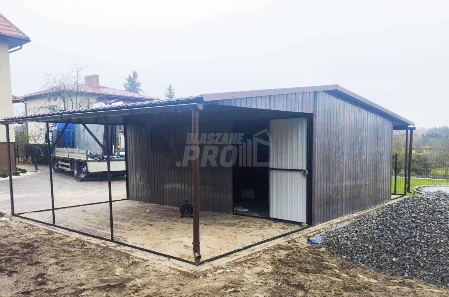 Garaż Blaszany 4x6 + 2x Wiata 4x6 Brama uchylna Blachodachówka GP253 Lubin - zdjęcie 5