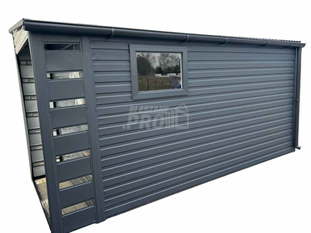 Domek Ogrodowy - Schowek  2x4 + wiata - Drzwi - okno - rynny GP353 Polesie - zdjęcie 1