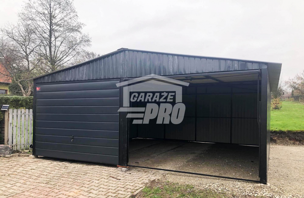 Garaż blaszany 6x6 Czarny Dach dwuspadowy - wolnostojący GP149 Zabagnie - zdjęcie 4