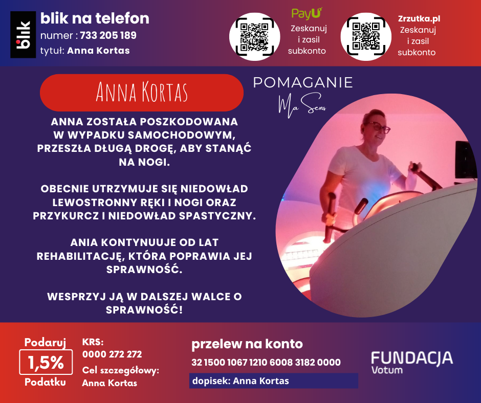 Proszę o pomoc  Twoje 1,5% pomoże mi w dalszej rehabilitacji! Bydgoszcz - zdjęcie 1