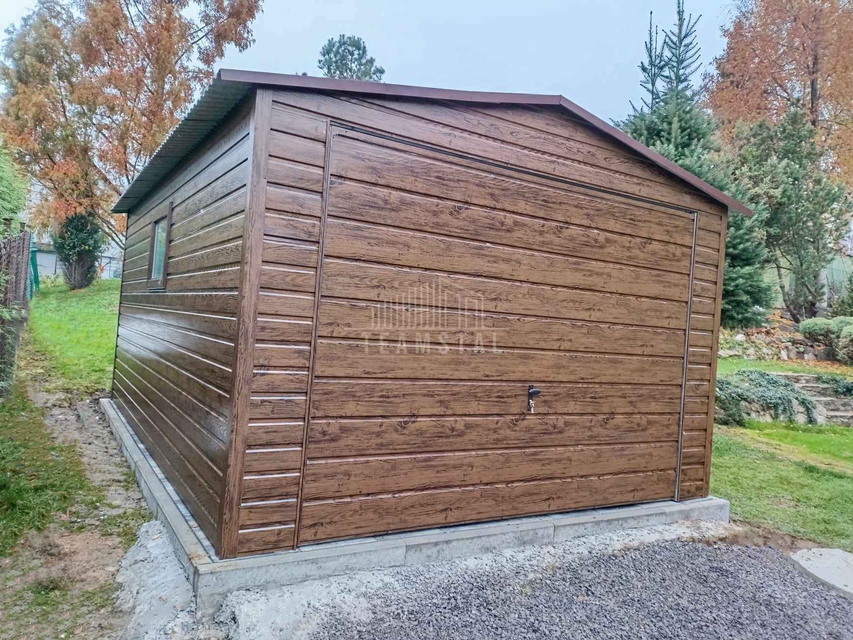 Garaż blaszany 4x6m Brama uchylna drzwi okno drewnopodobny dach TS895 Szczecin - zdjęcie 3