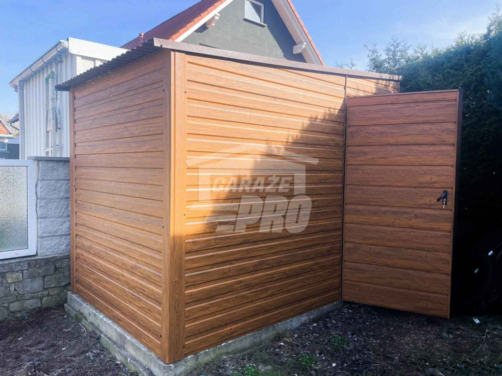 Domek Ogrodowy Schowek 3x2 Drzwi Jasny Orzech  Dach spad w lewo GP276 Dobre Miasto - zdjęcie 3
