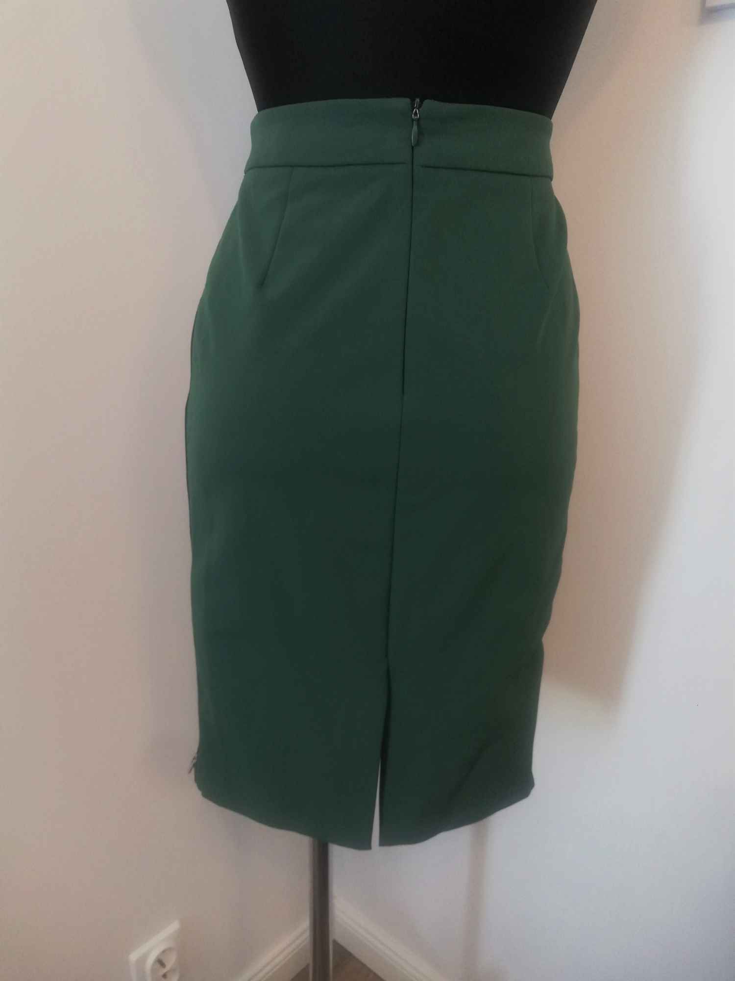 Zielona, ołówkowa spódnica z suwakami Zara Bemowo - zdjęcie 3