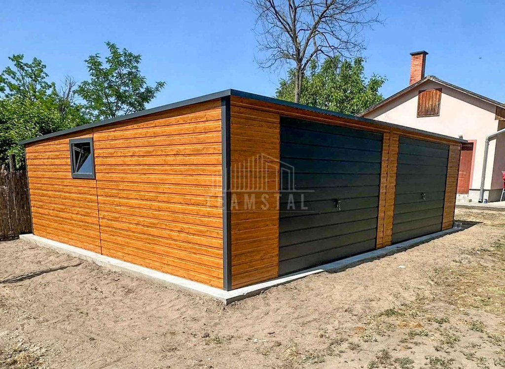 Garaż blaszany 8,5x6m 2x brama uchylna drzwi okno dach Inowrocław - zdjęcie 2