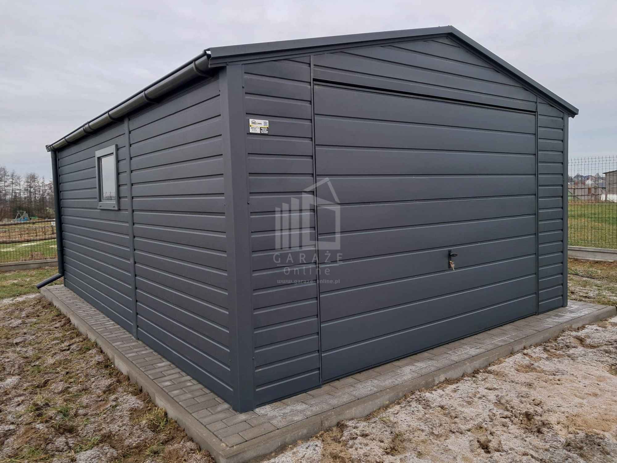 Garaż blaszany 4x7m - brama uchylna okno rynny dach dwuspadowy ID984 Łuków - zdjęcie 4
