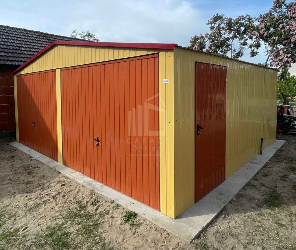 Garaż blaszany 7x6m 2x brama uchylna drzwi okno piaskowy dach ID1252 Morąg - zdjęcie 4