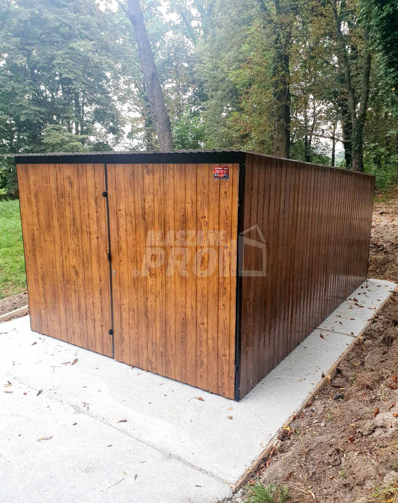 Garaż blaszany 3x6 Brama dwuskrzydłowa drewnopodobny spad w tył GP105 Rybnik - zdjęcie 4