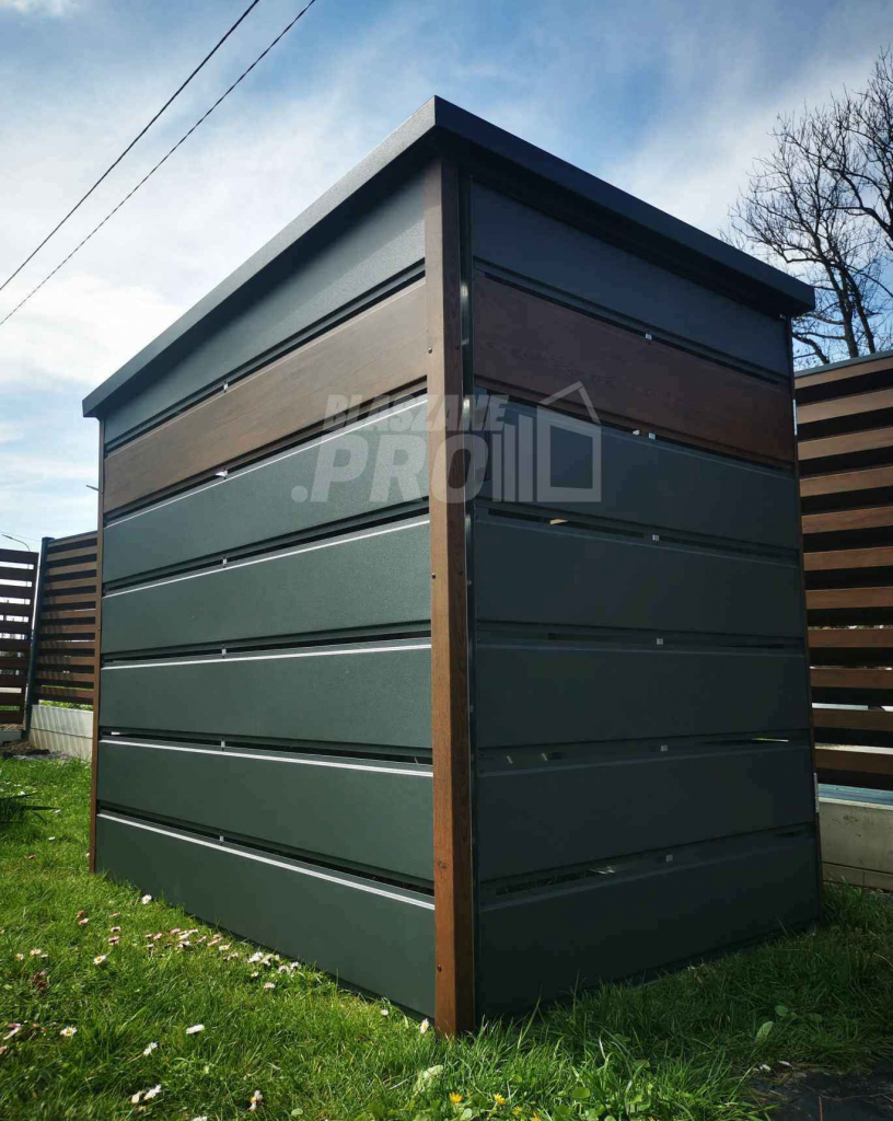 Wiata śmietnikowa spad tył1,3x2m zielona drewno Schowek ogrodowy GP291 Bełchatów - zdjęcie 7