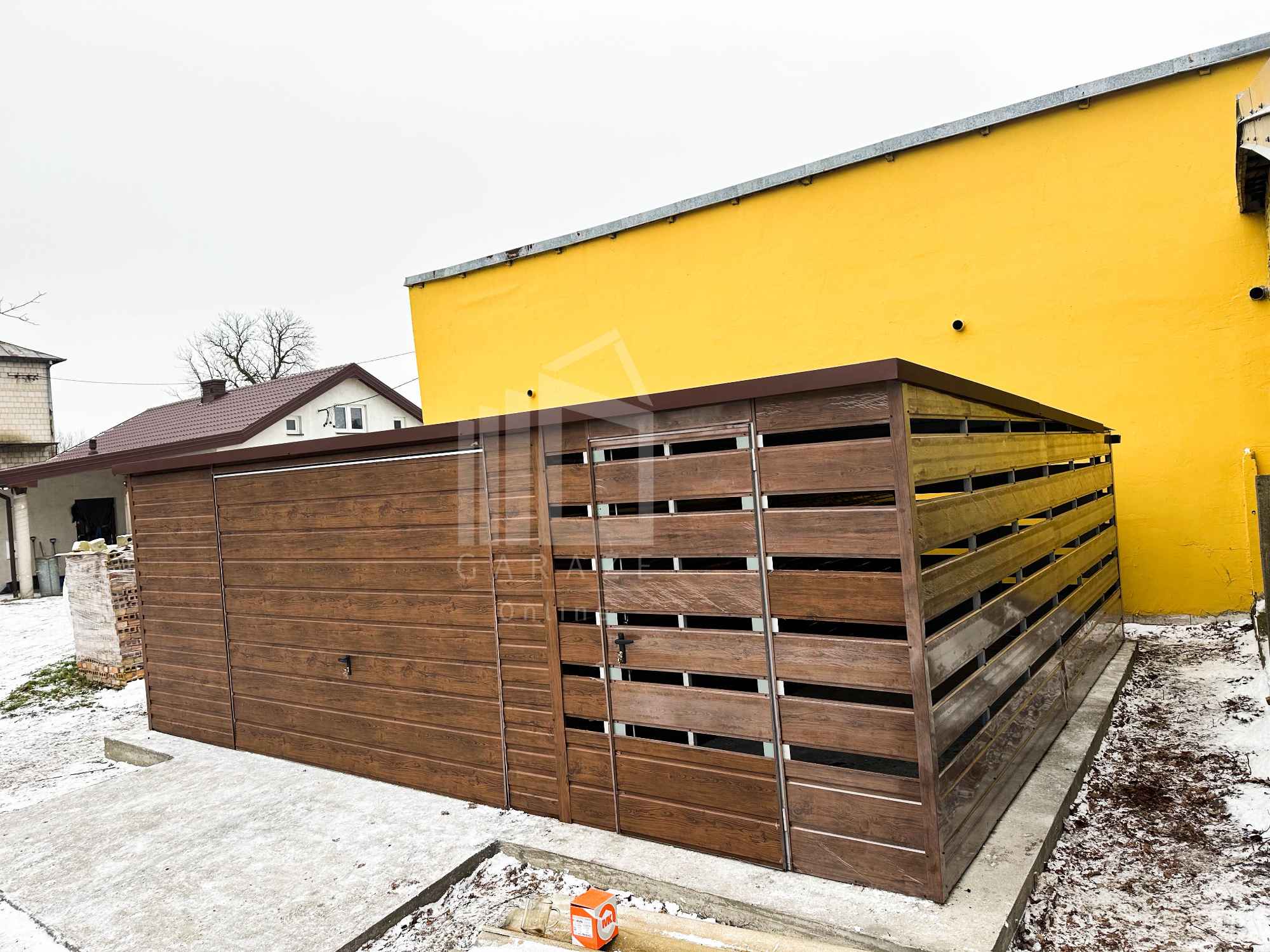 Garaż Blaszany 5x6 + wiata 2x6  drewnopodobny Spad w Tył ID444 Szczecinek - zdjęcie 4