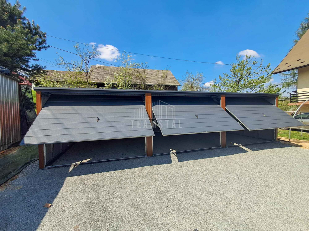 Garaż blaszany 9x5m 3x brama drewnopodobny dach TS1073 Zamość - zdjęcie 3
