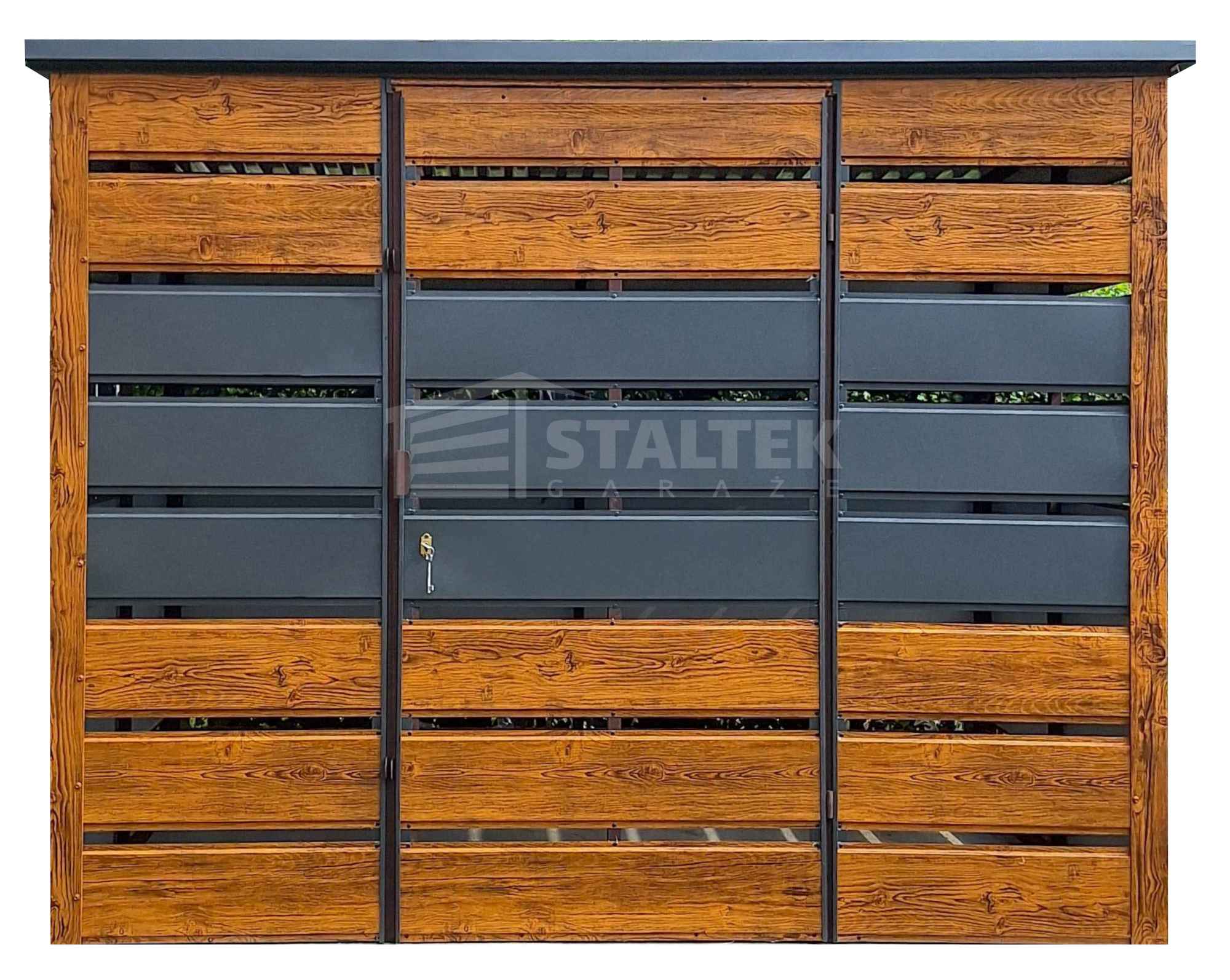 Wiata śmietnikowa 2,5x1,3 m  drewnopodobny ST188 Legnica - zdjęcie 1