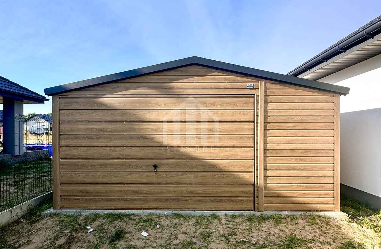 Garaż blaszany 4,5x5m - brama uchylna - drzwi - rynna SO115 Turek - zdjęcie 4