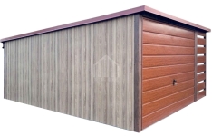 Garaż blaszany 3x5 - wiata 1x5m brama uchylna drewnopodobny dach SO173