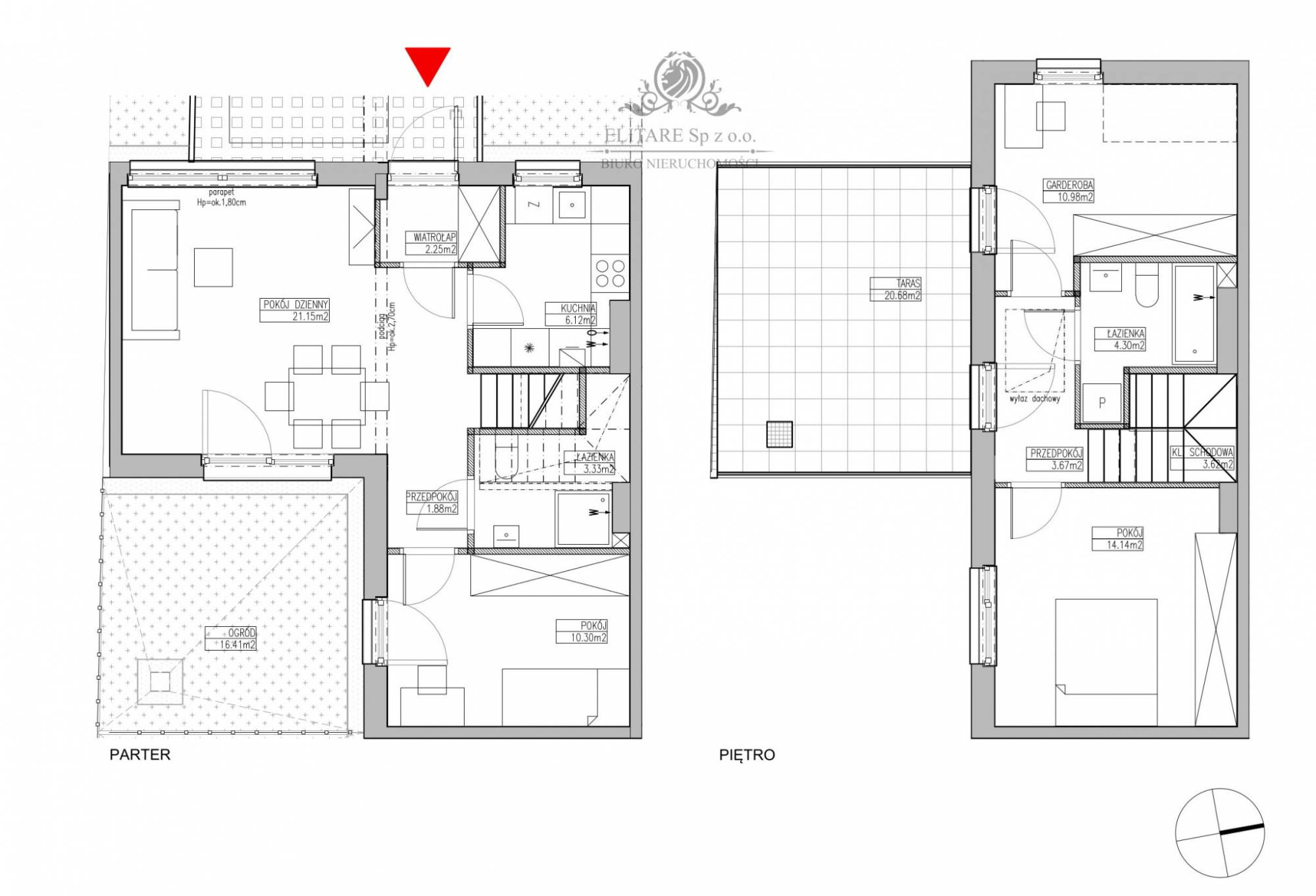 Mieszkanie Atrialne 81,74m2+ogr.16,41m2+ taras20,68m2+mp/ Jagodno Wrocław - zdjęcie 2