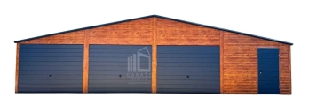 Garaż blaszany 12x6 m 3x brama uchylna drzwi rynny dach ID1290