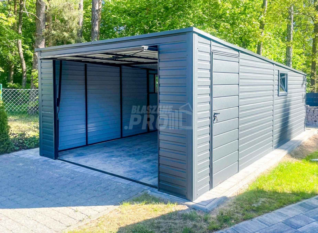 Garaż Blaszany 4x8m Brama Uchylna 2x Okno Drzwi Dach Spad w tył GP407 Sieradz - zdjęcie 6