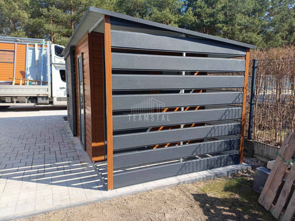 Schowek domek ogrodowy 4,4x2,5m + wiata 1,1x2,5m drzwi okno TS1165 Suwałki - zdjęcie 2