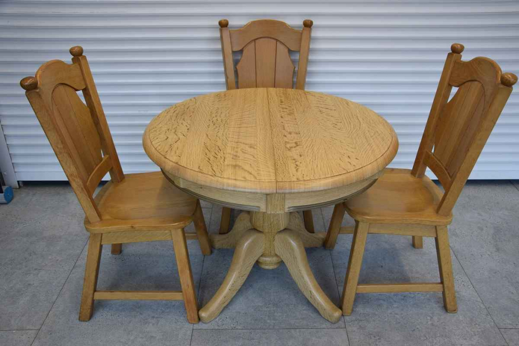 stół rozkładany i 4 krzesła - komplet z drewna dębowego - jak nowy Olsztyn - zdjęcie 2