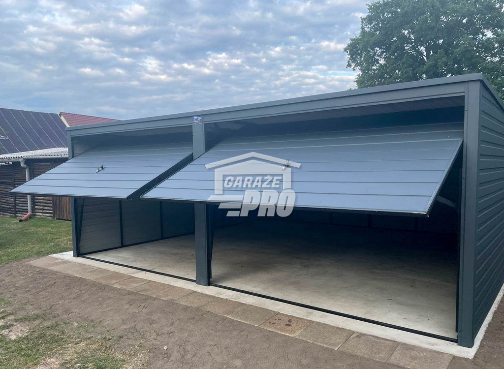 Garaż blaszany 6x6 2x Brama uchylna Antracyt Dach spad w tył GP136 Śródmieście - zdjęcie 2