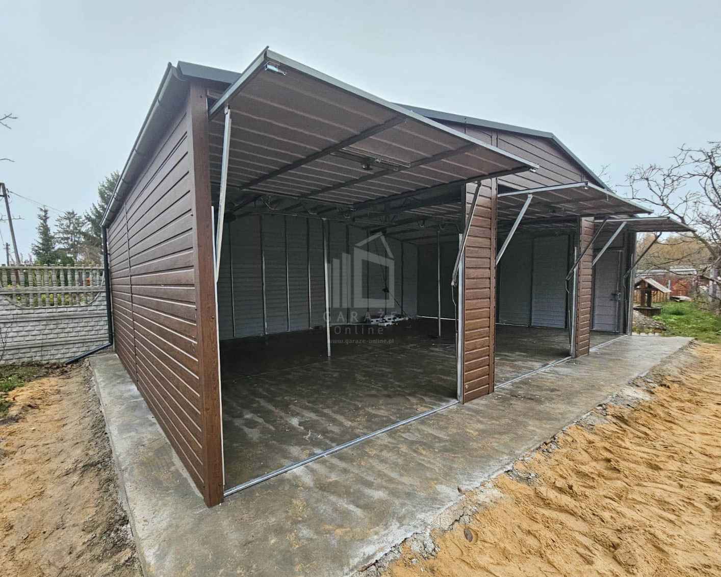 Garaż blaszany 10,5x6m 3x Brama uchylna drzwi rynny dwuspad ID791 Łęczyca - zdjęcie 3