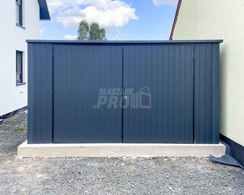Garaż blaszany 4x5m Brama dwuskrzydłowa antracyt dach spad w tył GP423 Tczew - zdjęcie 3
