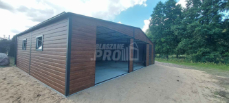 Garaż blaszany 10x6m wiata 1m  Brama uchylna drewnopodobny rynny GP455 Jarocin - zdjęcie 3