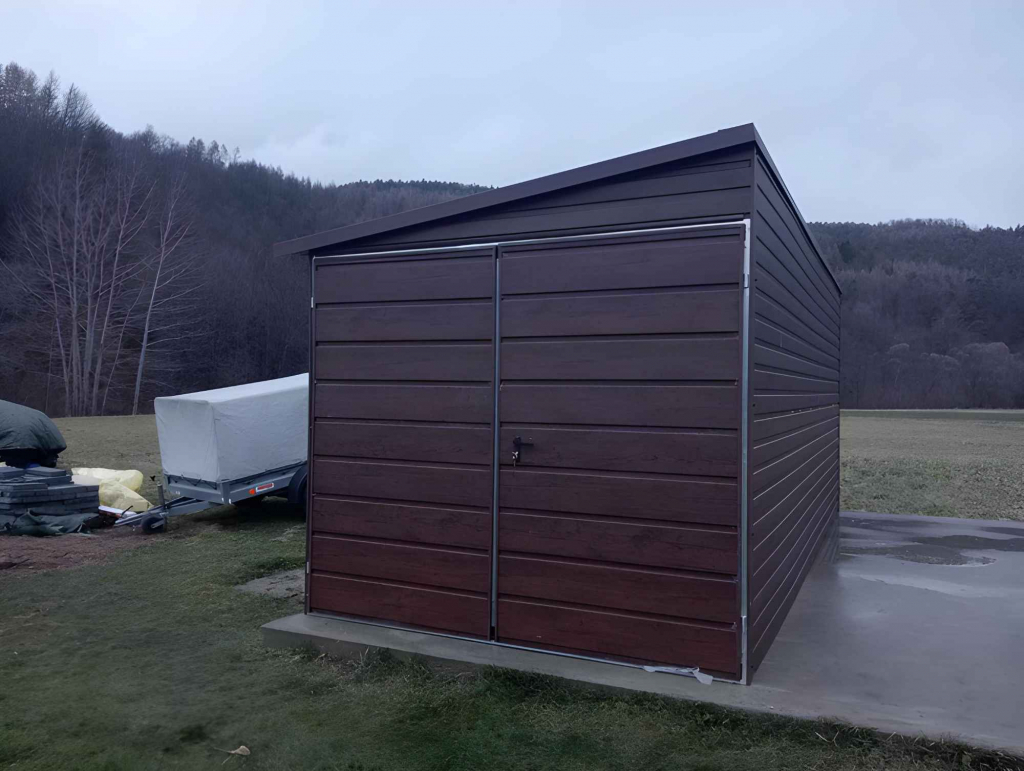 Garaż Blaszany 3x5 drewnopodobny spad na bok Bemowo - zdjęcie 2