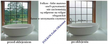 Folie na okna łazienkowe -Folie do łazienki ,Oklejanie szyb folią Wwa Białołęka - zdjęcie 1