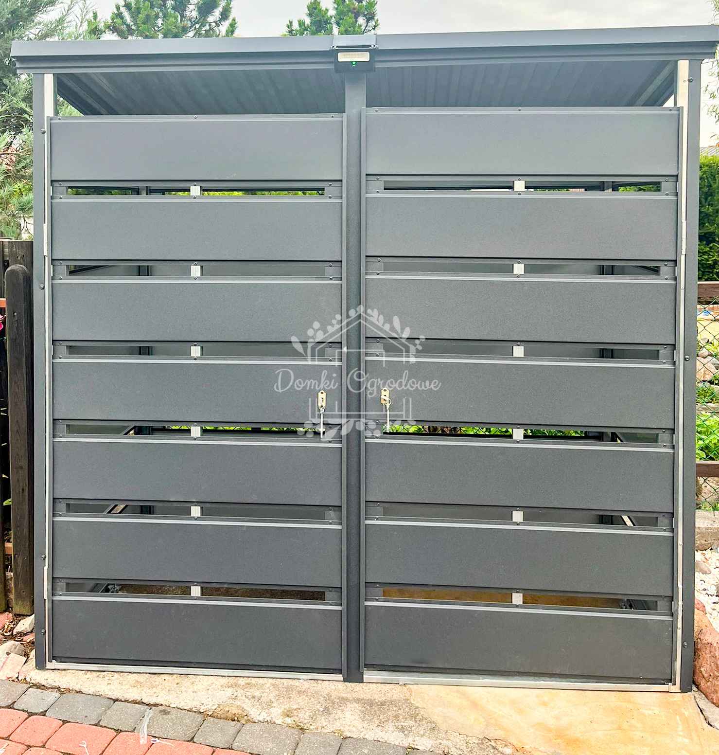 Wiata śmietnikowa 2x1m 2x drzwi - zabudowana panelami Antracyt  GP585 Bydgoszcz - zdjęcie 4