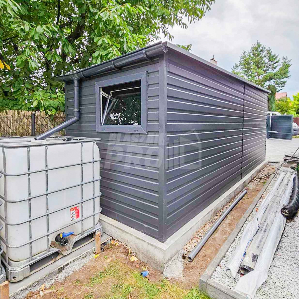 Schowek - domek ogrodowy 1,8x4m drzwi - okno - antracyt - rynny GP425 Chojnice - zdjęcie 3