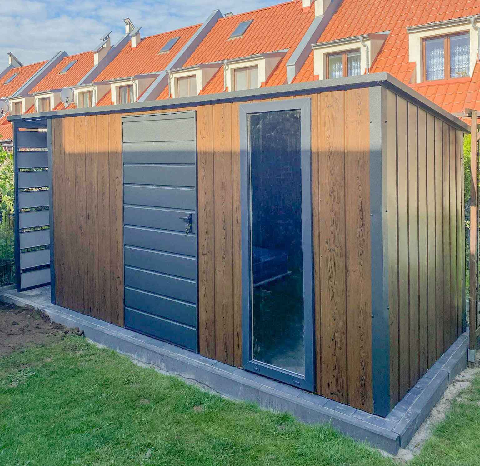 Schowek - Domek Ogrodowy 3,5x2m + wiata 0,7m  okna spad w tył GP553 Bałuty - zdjęcie 3