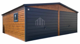 Garaż blaszany 6x6m - 2x brama - okno - drewnopodobny SO132