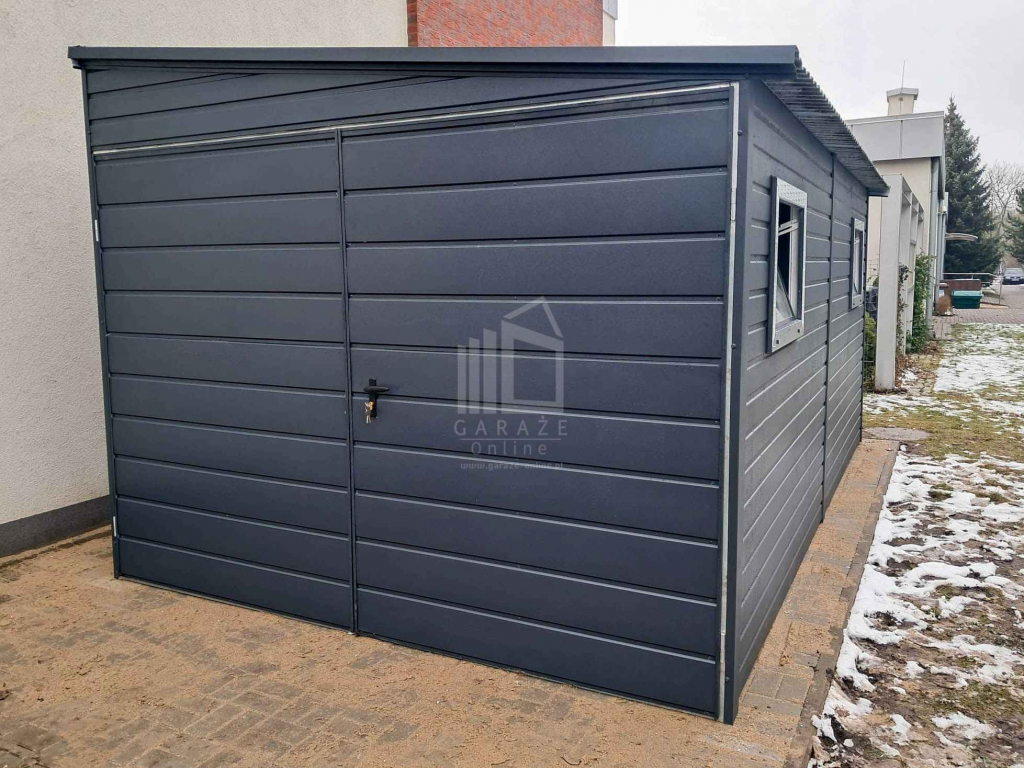 Garaż blaszany 3x6m brama dwuskrzydłowa 2x okno dach spad w bok ID754 Brzesko - zdjęcie 2