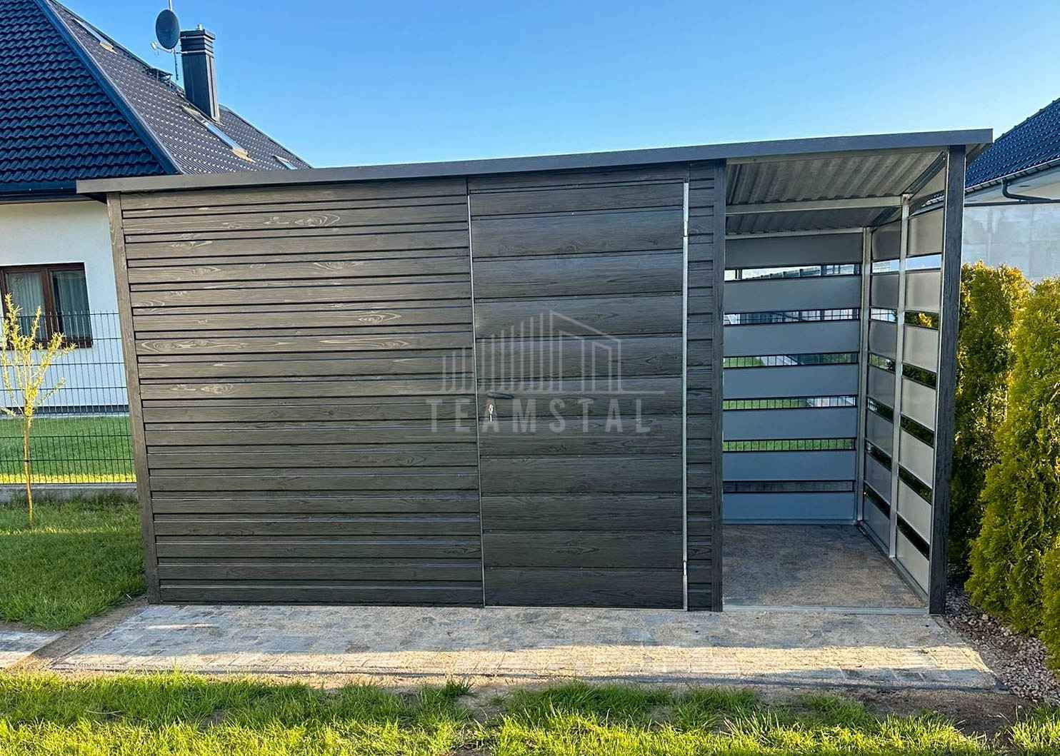 Schowek - domek ogrodowy 3x2m wiata 1m drzwi drewnopodobny dach TS1132 Elbląg - zdjęcie 2