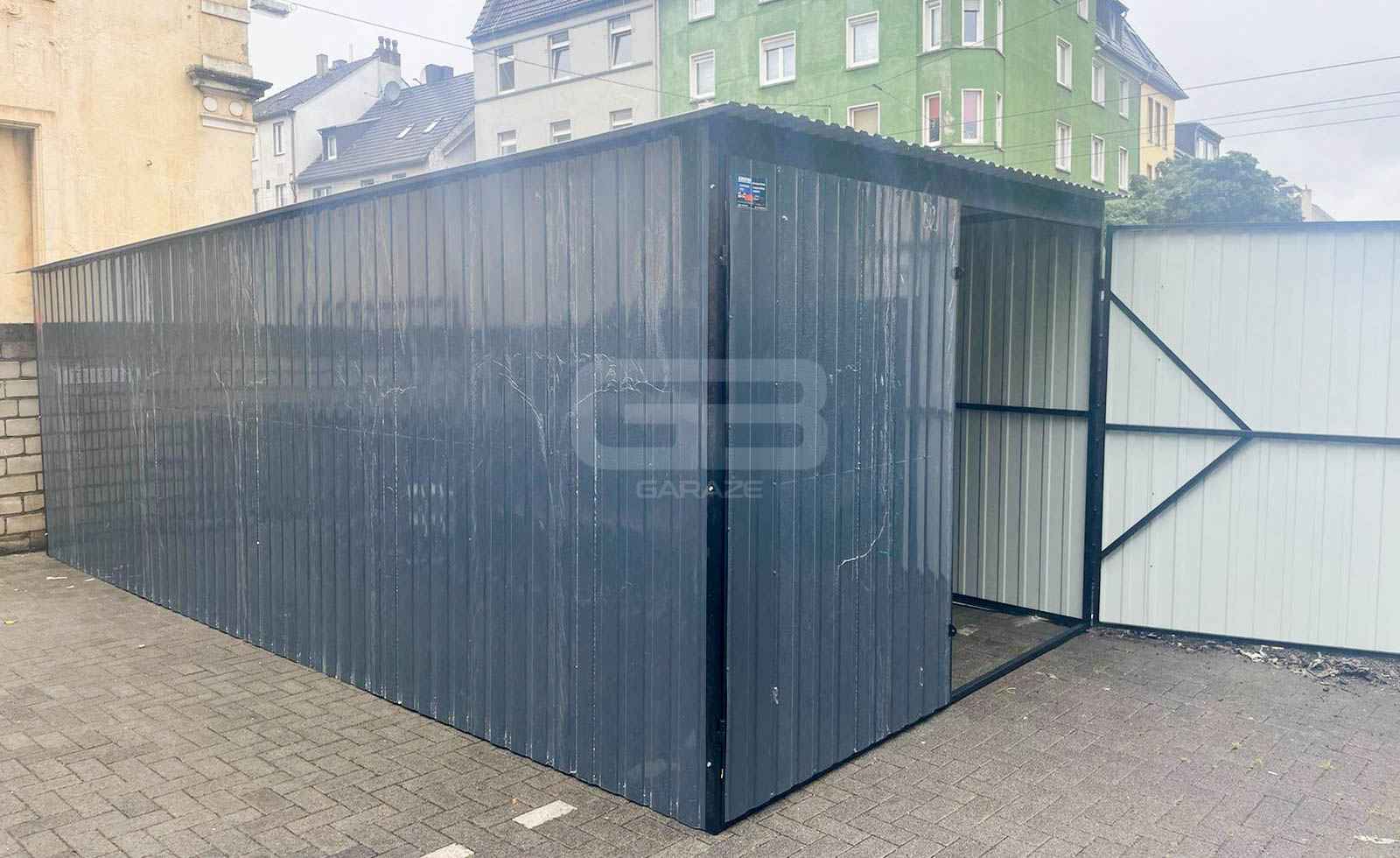 Garaż blaszany 3x7 brama dwuskrzydłowa - antracyt - Dach  GB156 Nowy Sącz - zdjęcie 6