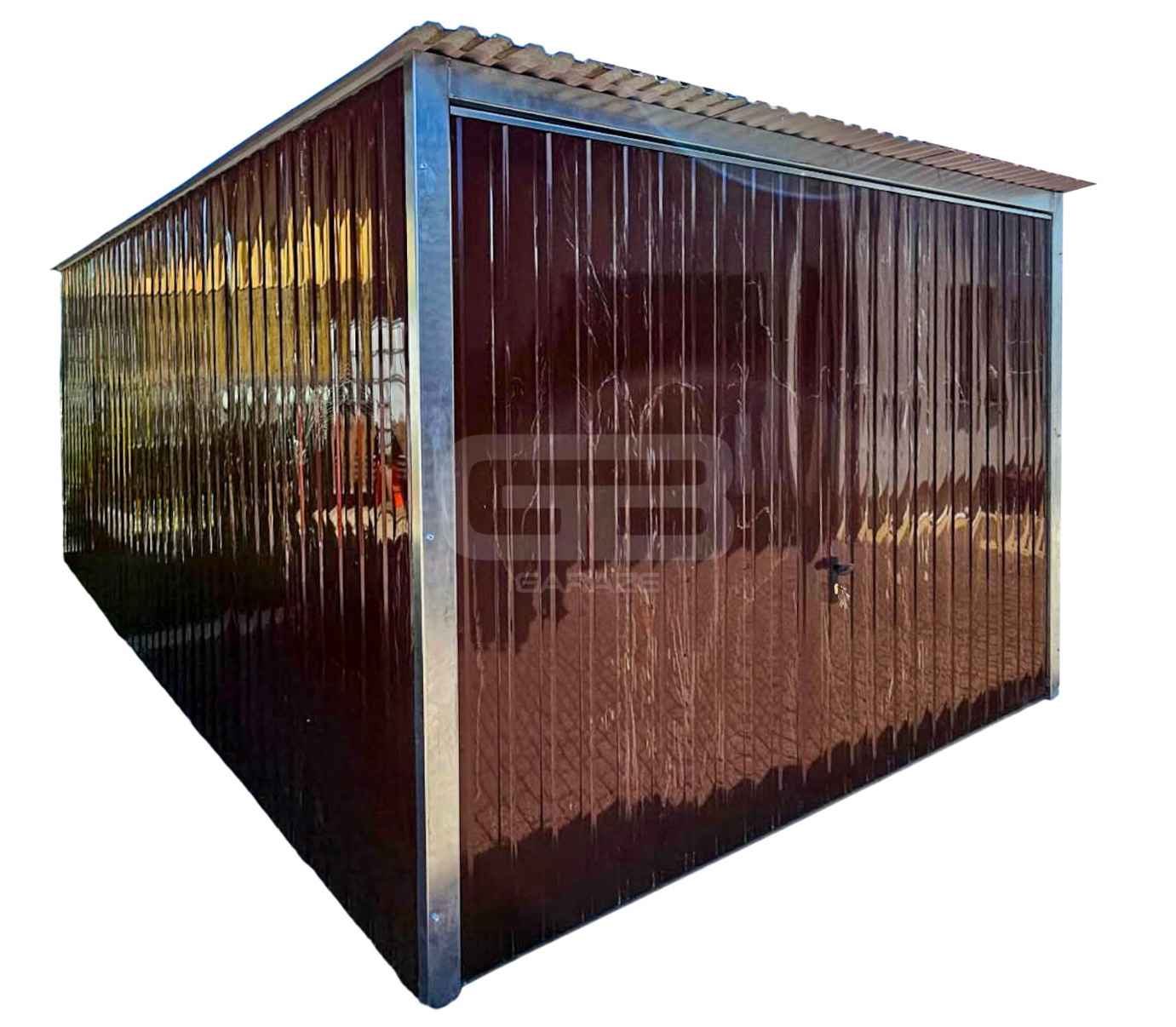 Garaż blaszany 3x5m - wolnostojący - brama uchylna - ciemny brąz GB149 Płock - zdjęcie 1