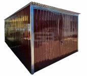 Garaż blaszany 3x5m - wolnostojący - brama uchylna - ciemny brąz GB149