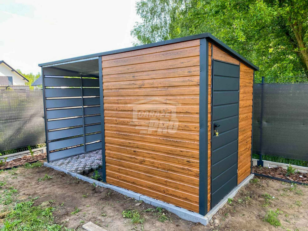 Schowek - Domek Ogrodowy 2x2m + wiata 2m  Drzwi dach spad w tył GP547 Białystok - zdjęcie 5