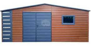 Schowek - Domek Ogrodowy 5,5x3m + wiata 0,5m  Brama okno dach GP555