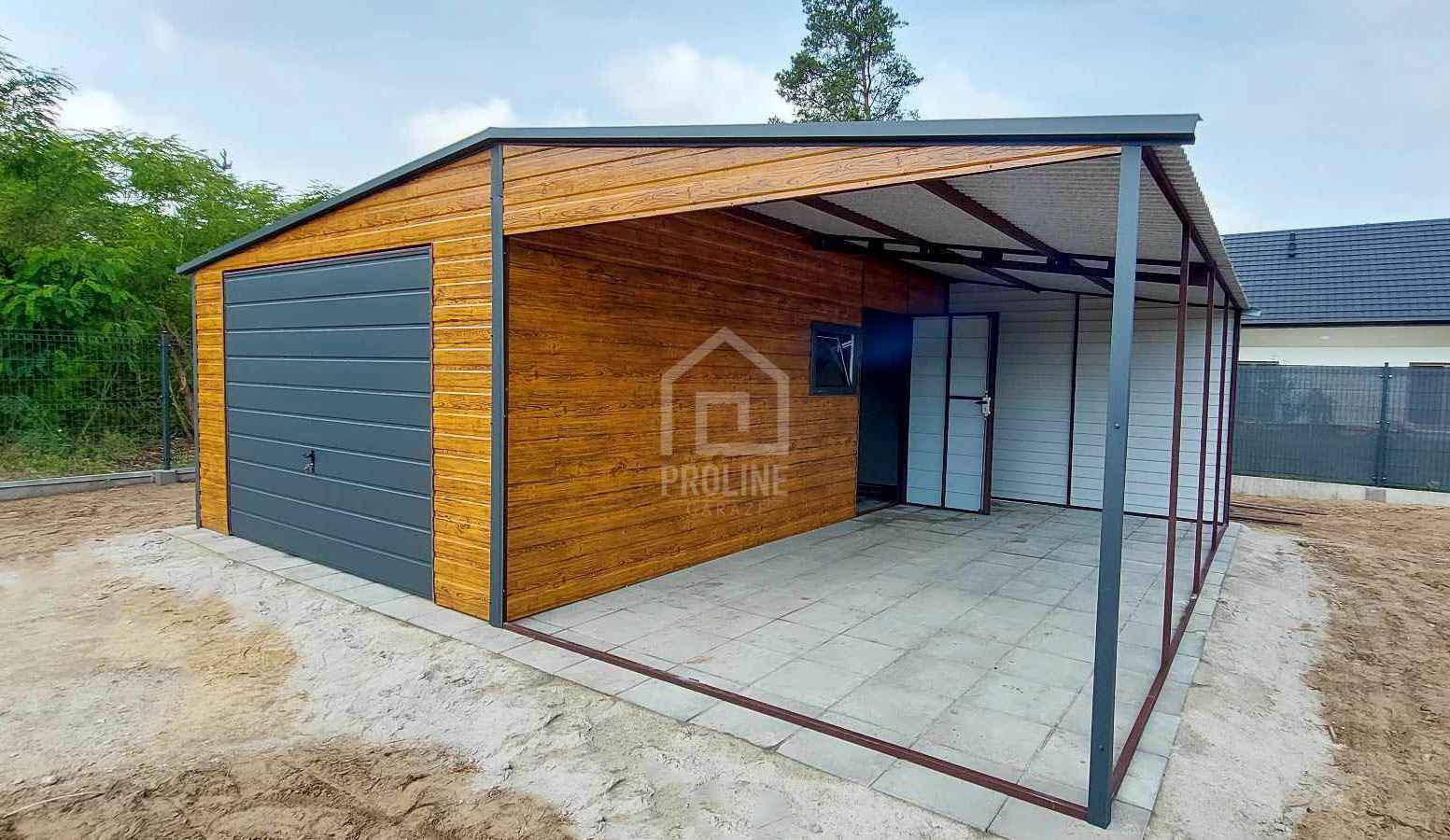 Garaż blaszany 4x6 + wiata 4m - Brama Drzwi okno  Dach dwuspad PLG119 Tarnów - zdjęcie 3