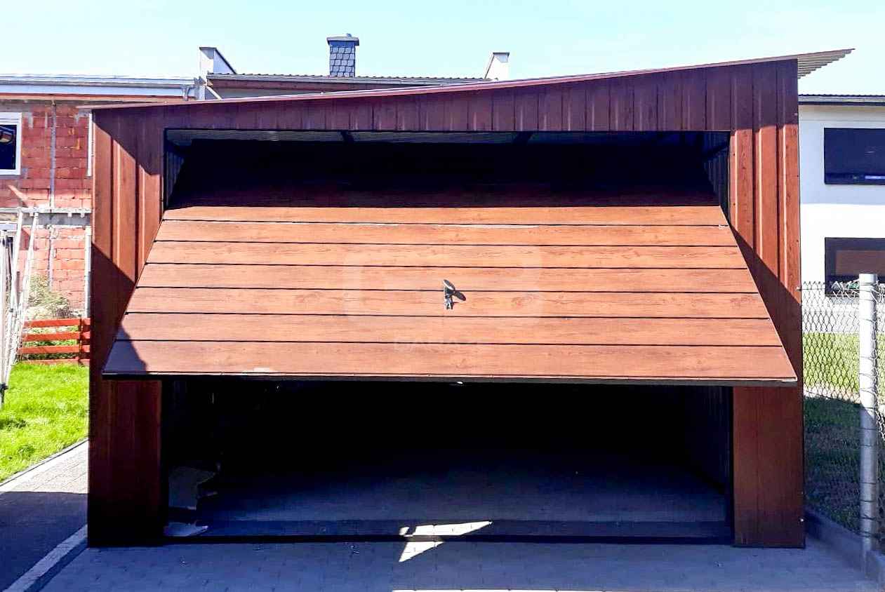 Garaż blaszany 3,5x5 Brama uchylna - kolor drewnopodobny  GB131 Chodzież - zdjęcie 4