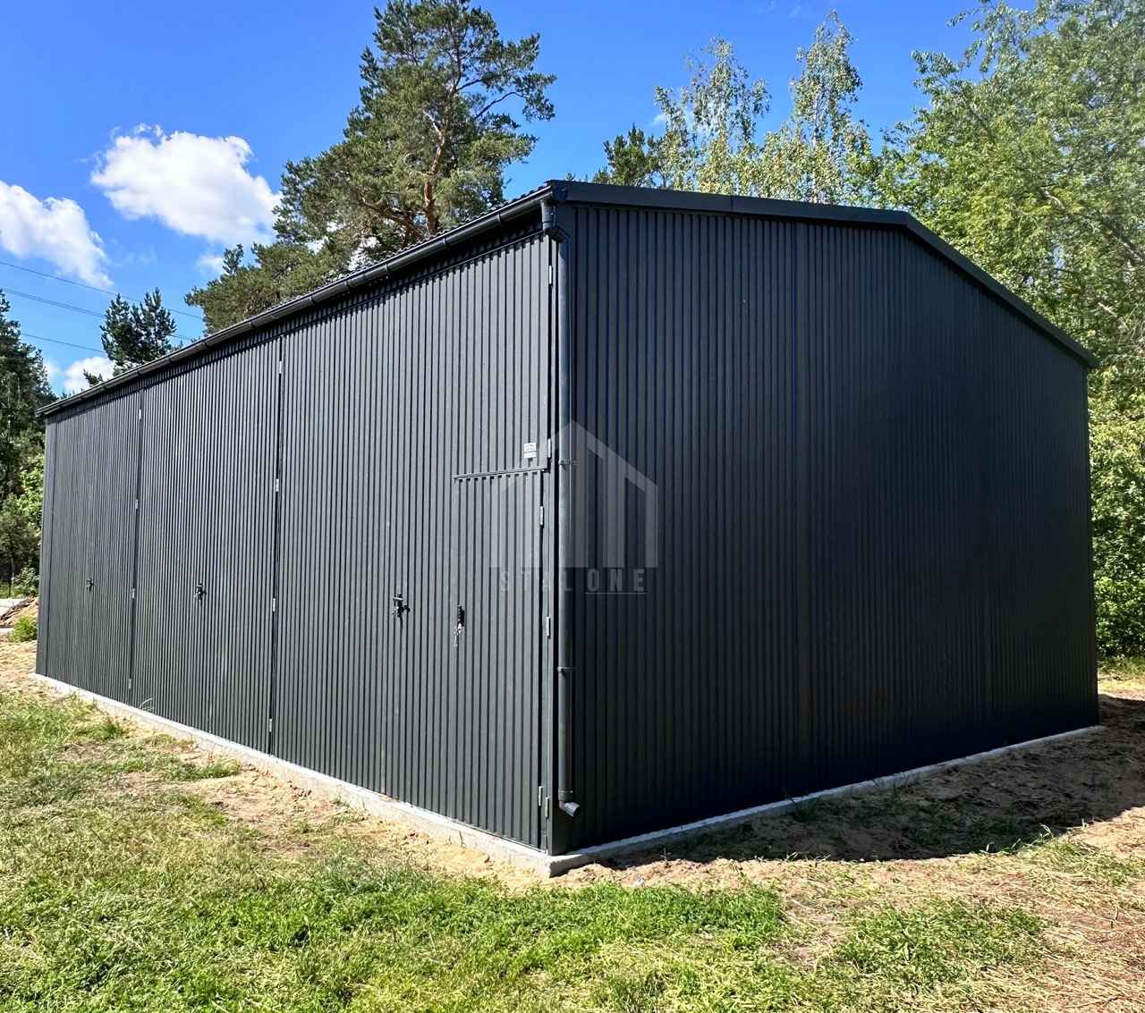 Hala Garaż blaszany hala - 9x6 - 3x brama dwuskrzydłowa - rynna SO147 Bałuty - zdjęcie 4