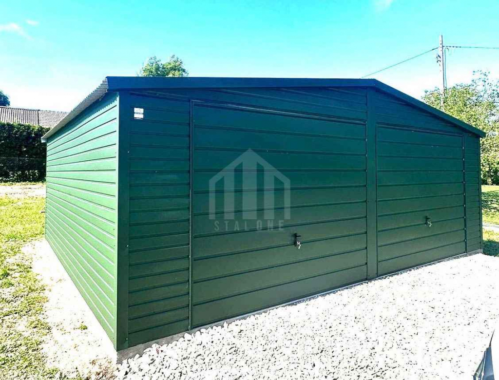 Garaż blaszany 7x5m - 2x brama uchylna - zielony - dwuspad SO136 Drawsko Pomorskie - zdjęcie 4