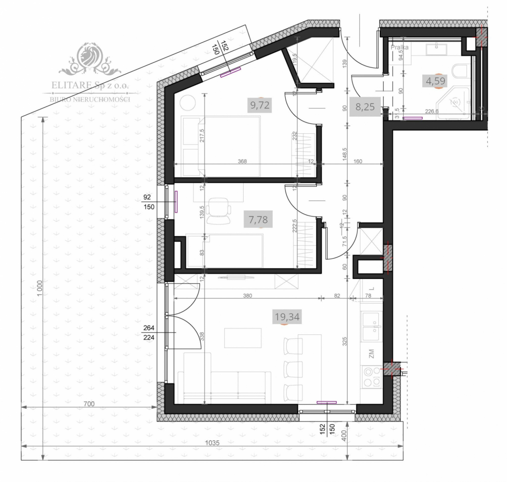 Krzyki/Klecina - Piękne mieszkanie 49,68m2 3pok. z ogordem o pow.100m2 Wrocław - zdjęcie 4