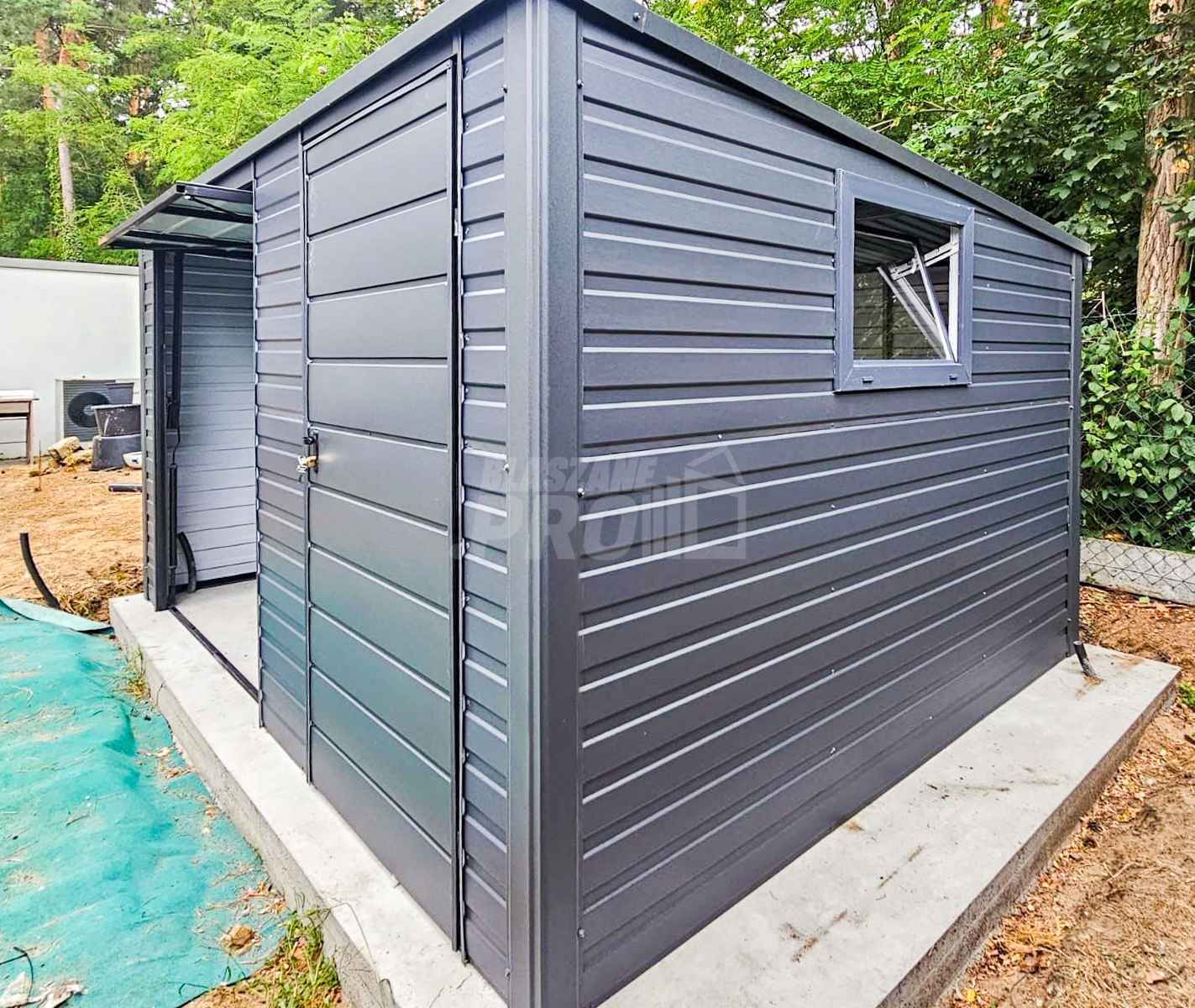 Garaż blaszany 4,5x4m - Brama uchylna - drzwi - 2x okno GP420 Sopot - zdjęcie 4